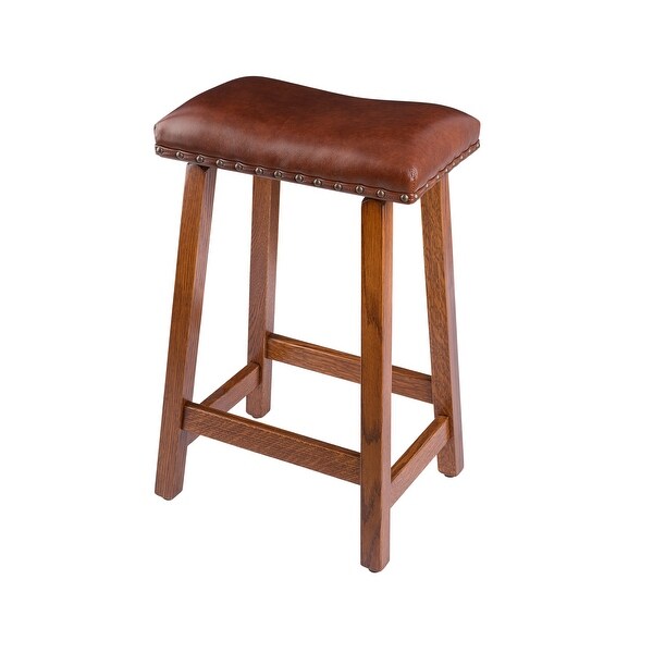 Bar Stool in Quarter Sawn Oak with Leather Seat