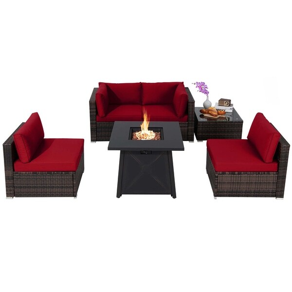 6PCS Patio Conversation Set Sofa Set w/ 30