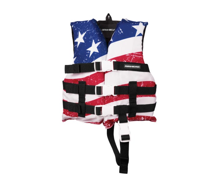 Airhead Youth General Purpose Life Vest， Stars  Stripes - 30098-03-A-US-RK