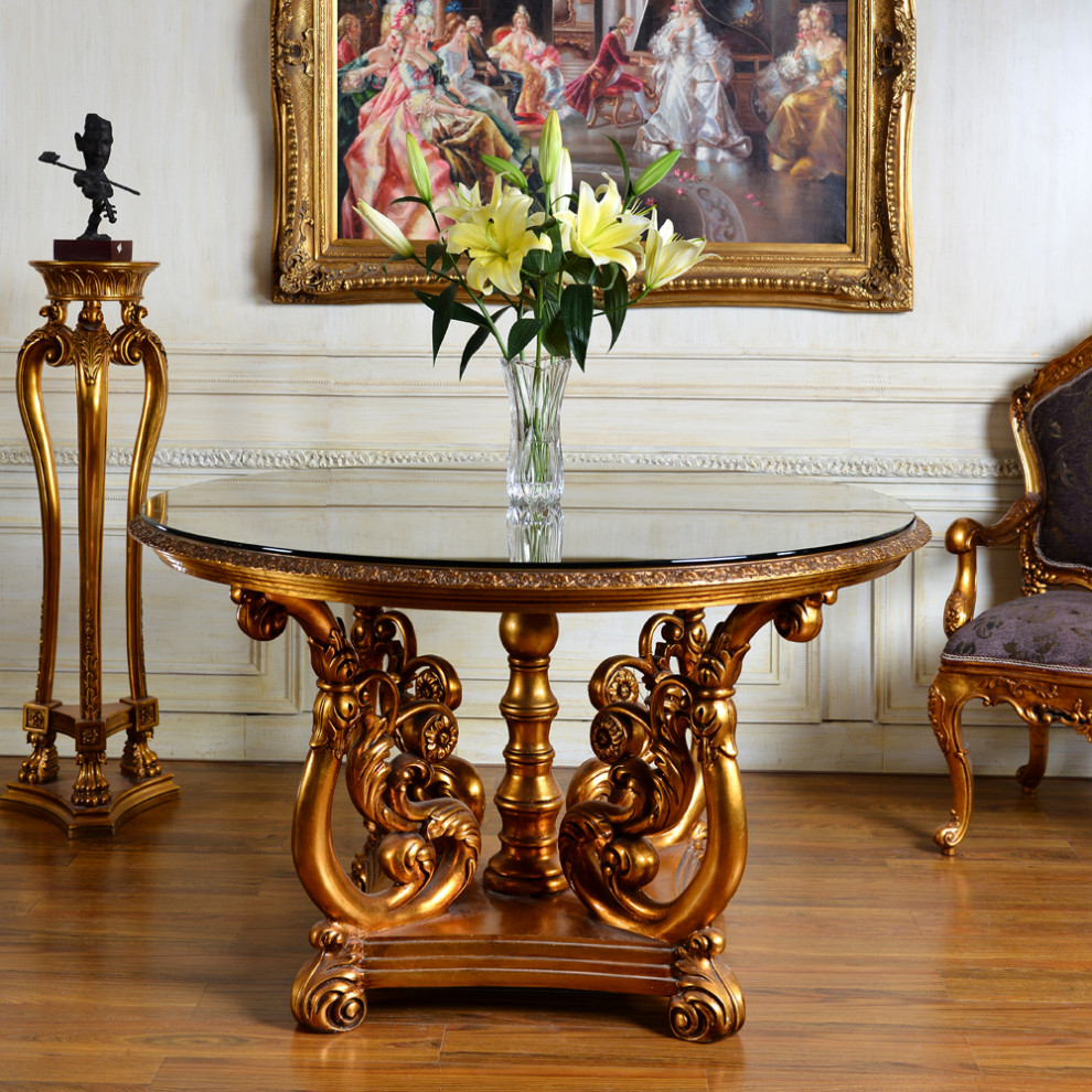 Gold Flower Stand Pedestal 13 quotx47 quot  Victorian   Plant Stands And Telephone Tables   by Infinity Furniture  Houzz