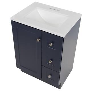 Glacier Bay Bannister 24.5 in. W x 18.75 in. D Bath Vanity in Deep Blue with Cultured Marble Top in Colorpoint White with White Sink BA24P2-DB