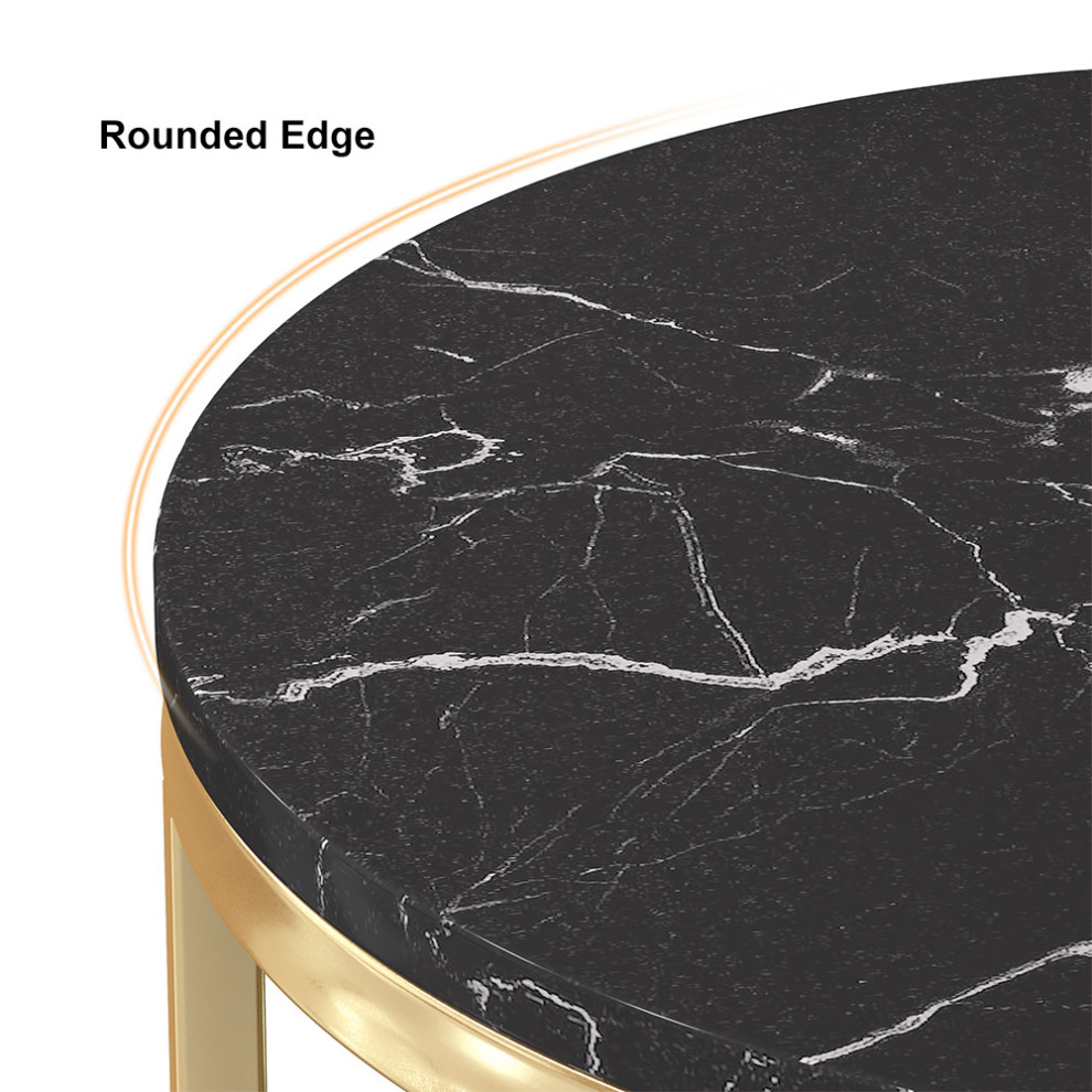 Black Round End Table Marble Top Side Table Metal in Gold   Contemporary   Side Tables And End Tables   by Homary International Limited  Houzz