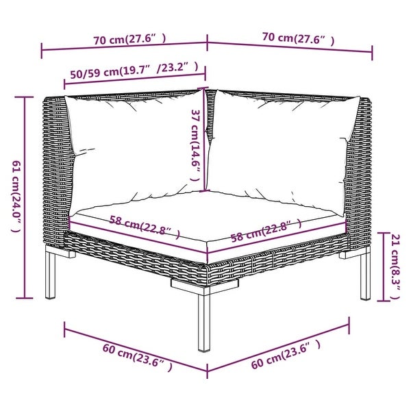 11 Piece Patio Lounge Set with Cushions Poly Rattan Dark Gray - Overstock - 36364791