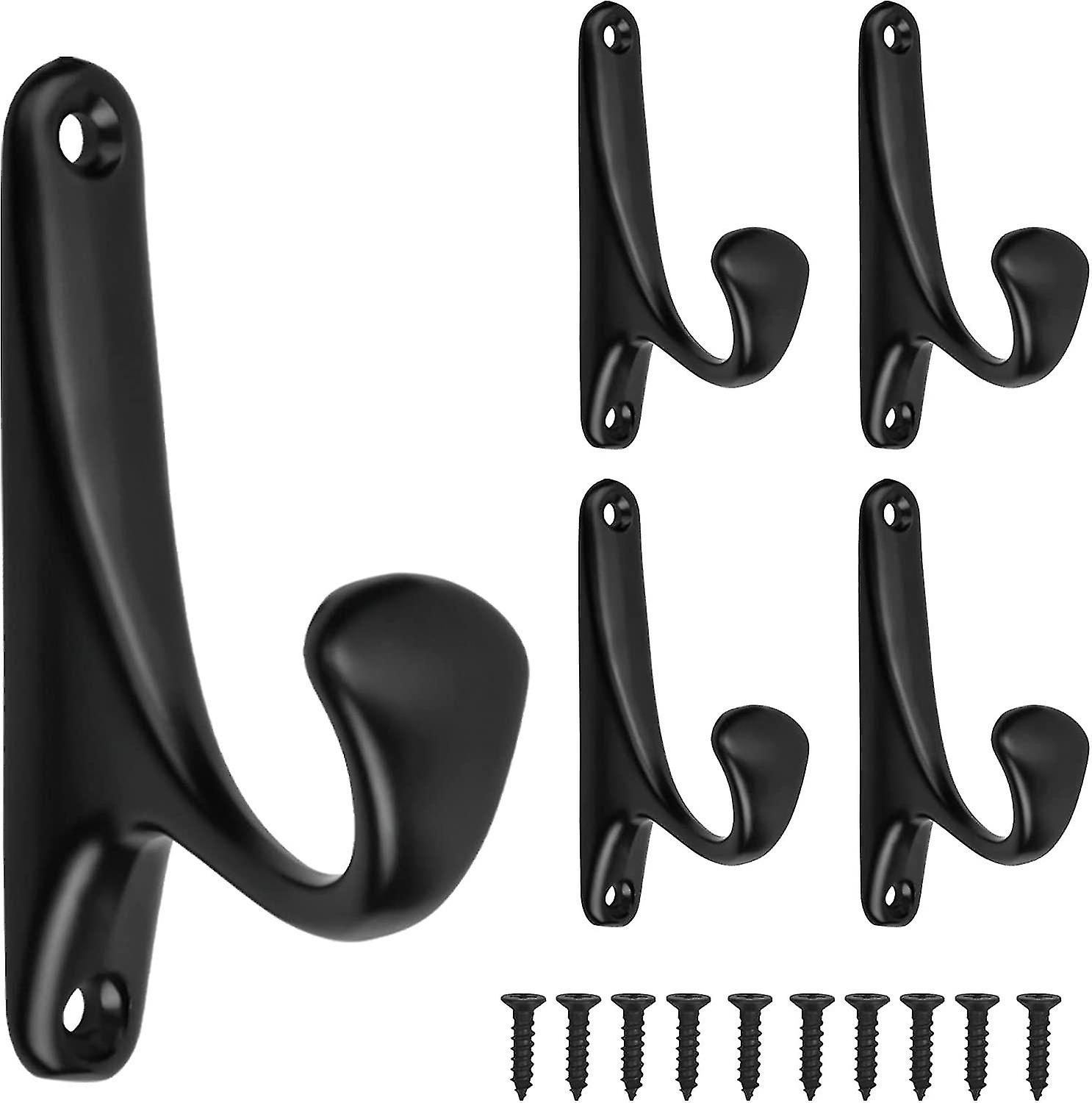 Coat Hooks， Wall Mounted Hooks With 10 Screws， Heavy Duty Wall Hook， Black Coat Hooks Modern， Robe Hooks Hangers， Zinc Alloy Hooks For Hanging Key， To