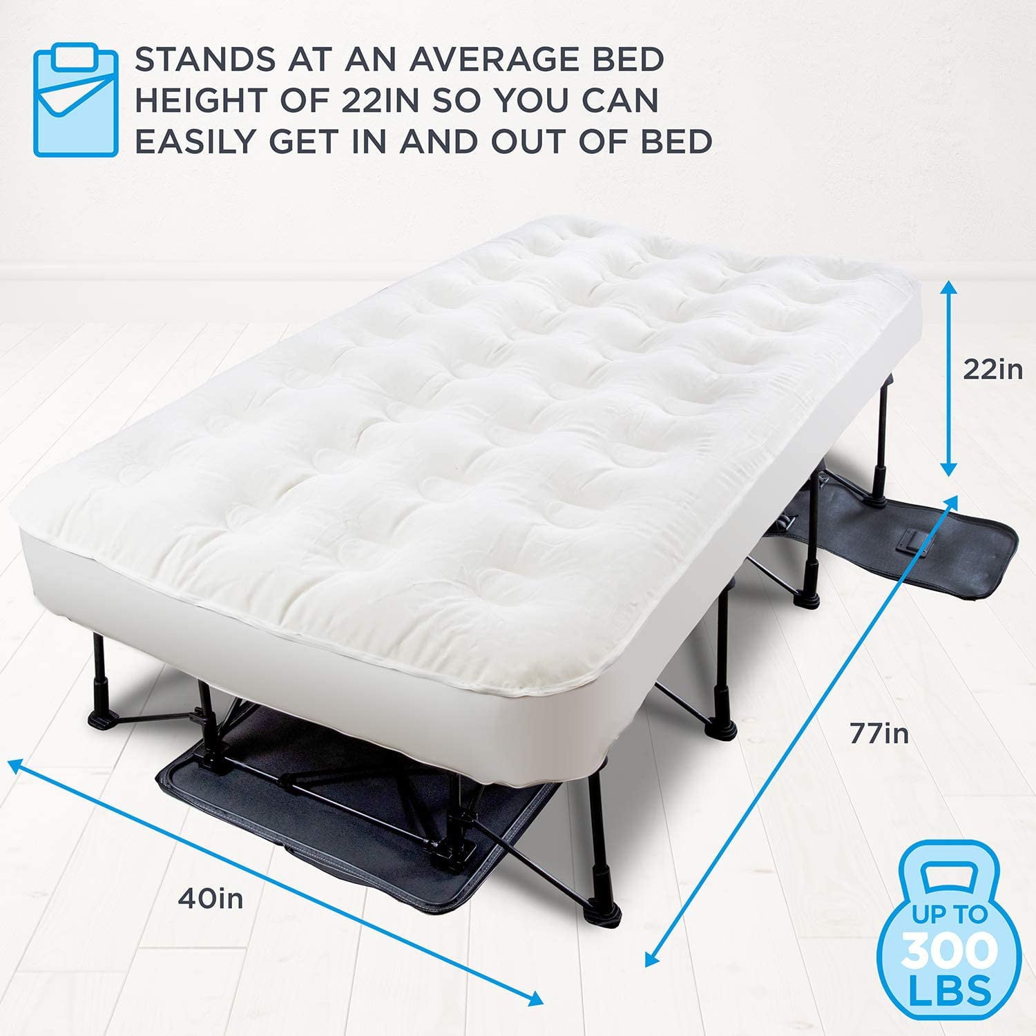 Ivation EZ-Bed， Full Size Air Mattress with Built in Pump， Easy Inflatable Mattress - 24 in