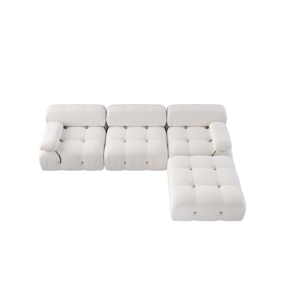 L shape Teddy Sectional Sofa Soft Couch