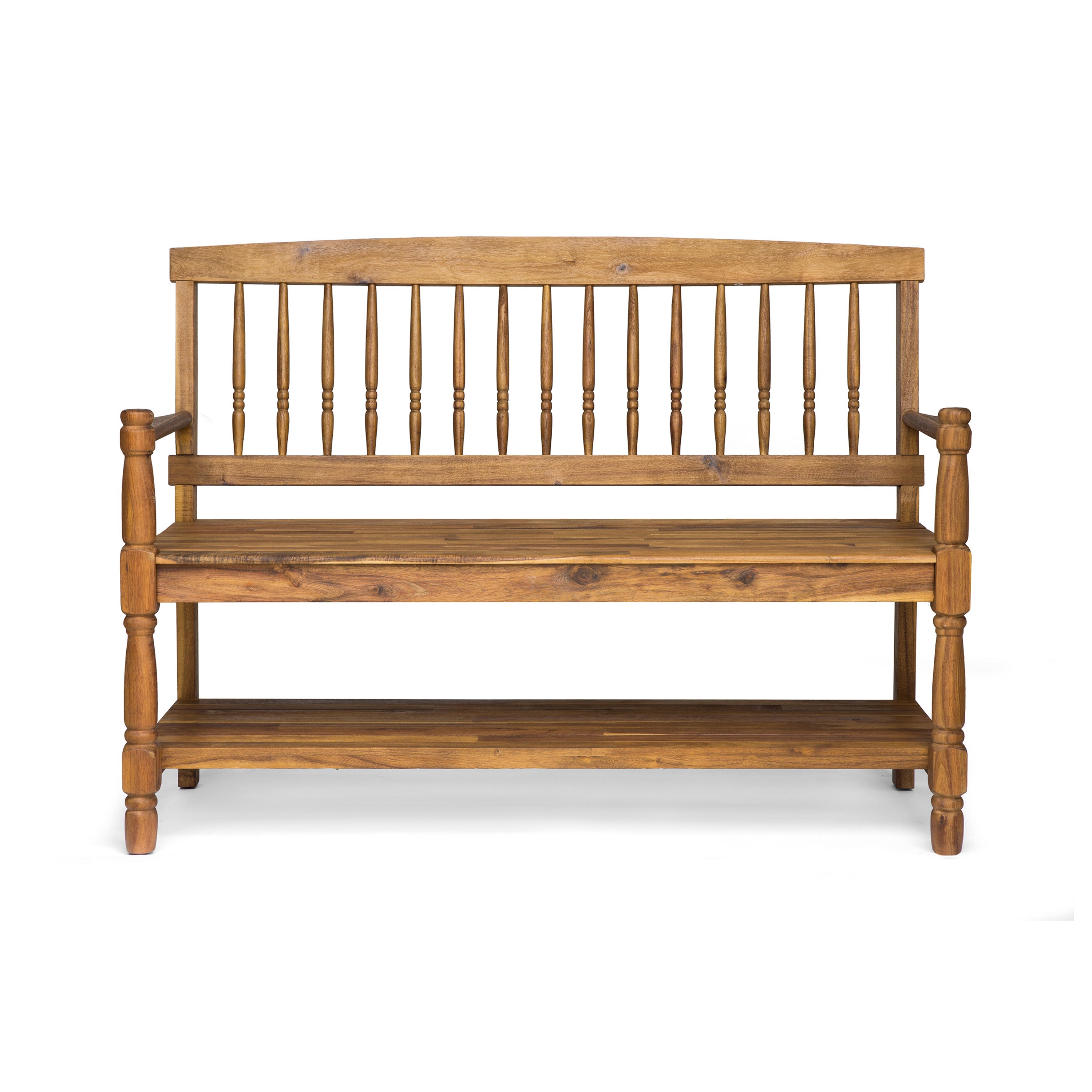 Kuhn Outdoor Acacia Wood Bench with Shelf