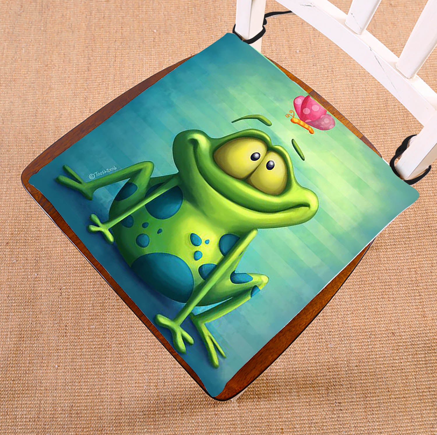 GCKG Frog Chair Pad Seat Cushion Chair Cushion Floor Cushion with Breathable Memory Inner Cushion and Ties Two Sides Printing 16x16inch