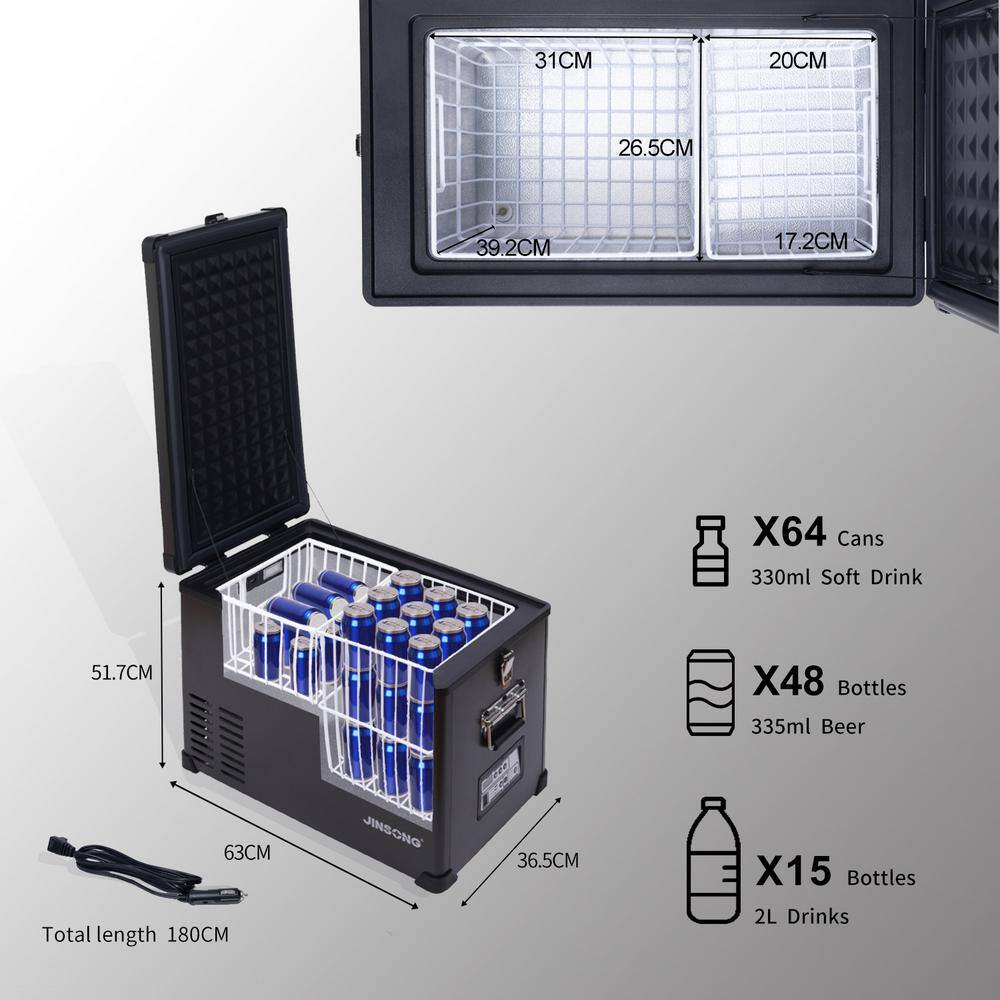 Edendirect 47 qt. Chest Cooler in Black Freezer Fridge Cooler Cooling From -7.6F to 50F HZJYDOECRBK06