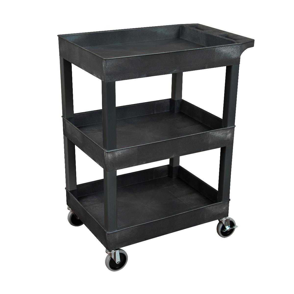 Luxor 24and#215;18， 3-Tub Shelf Utility Cart  Black