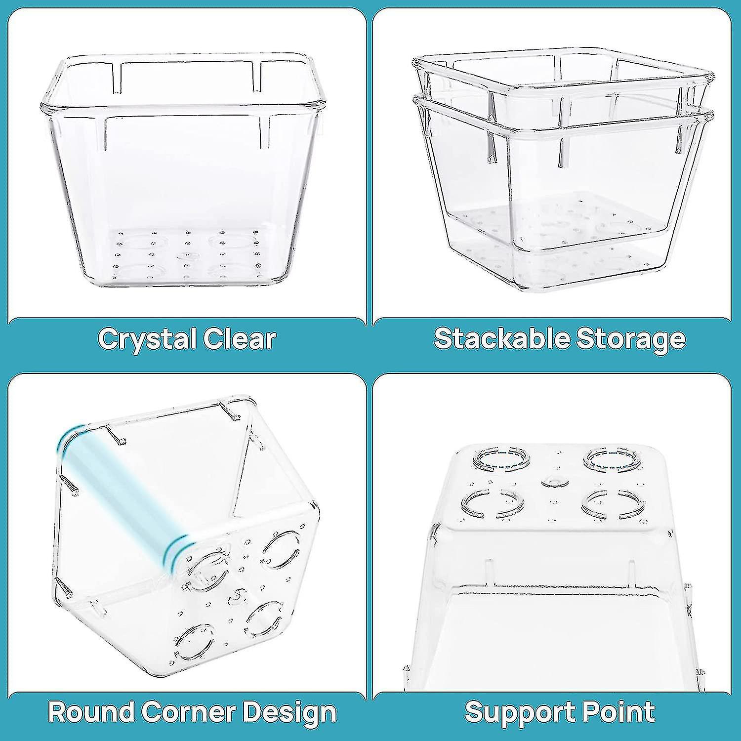 25 Pcs Clear Plastic Drawer Organizers Set， 4 size Versatile Bathroom And Vanity Drawer Organizer Trays