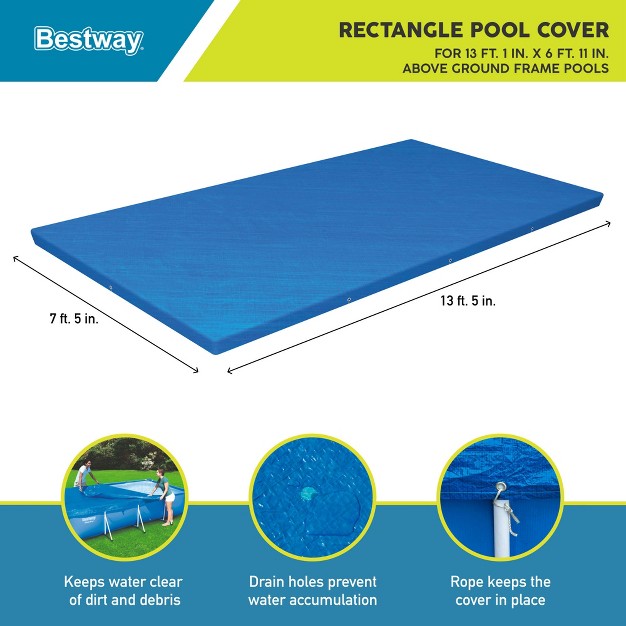 Bestway Flowclear Pro Rectangular Uv Resistant Polyethylene Above Ground Swimming Pool Cover With Ropes pool Not Included