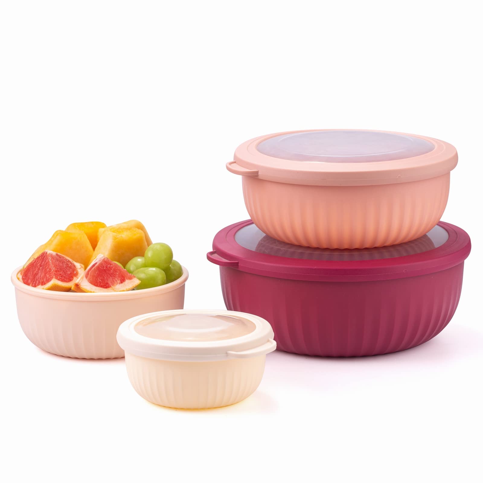 Cook with Color Prep Bowls - 8 Piece Nesting Plastic Meal Prep Bowl Set with Lids - Small Bowls Food Containers