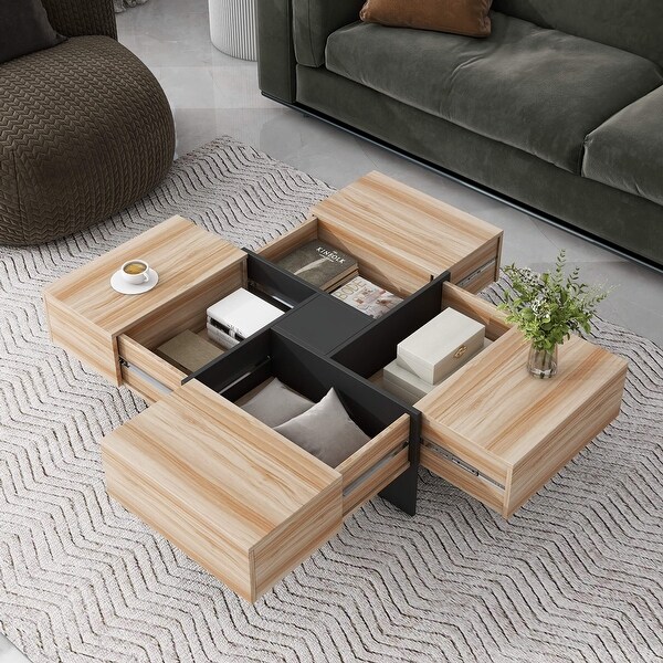 Coffee Table with 4 Hidden Storage Compartments