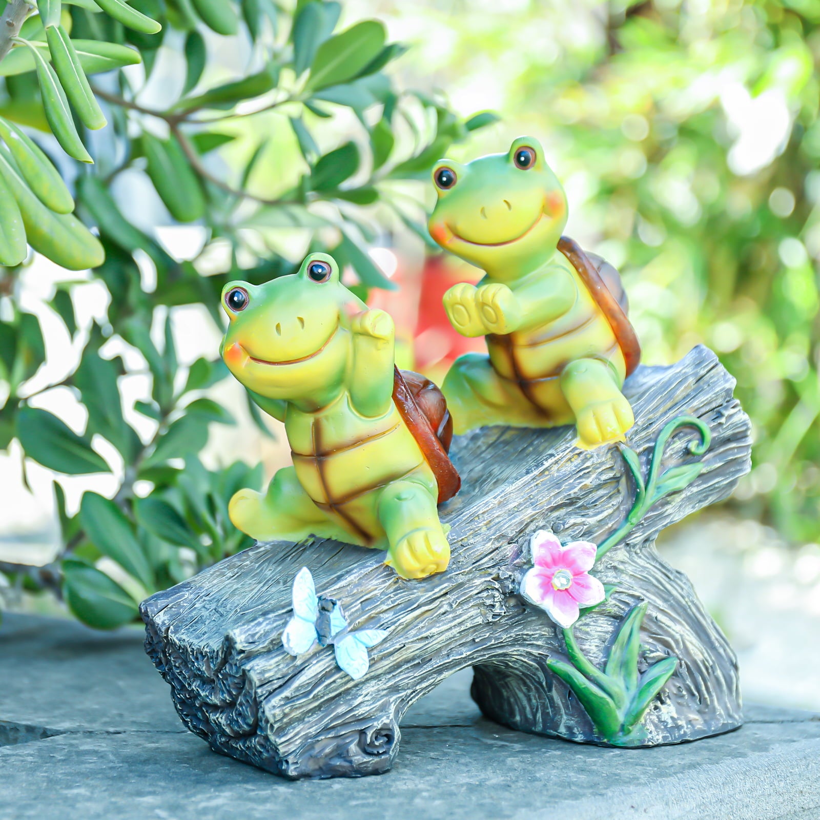 MUMTOP Funny Turtles Resin Solar Light Garden Decoration LED Statue Figurine Outdoor Ornaments