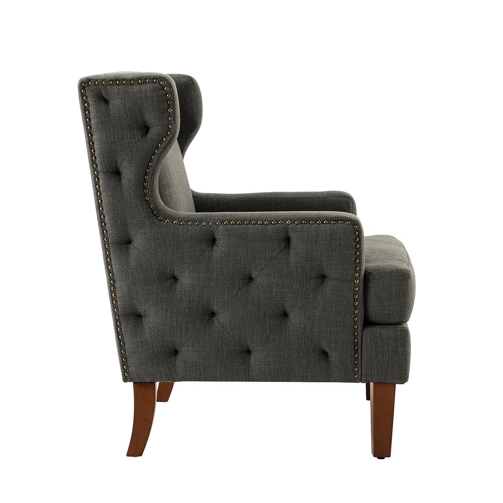 Gerald Classic Polyester Wingback Chair With Button Tufted Body Set Of 2 By HULALA HOME