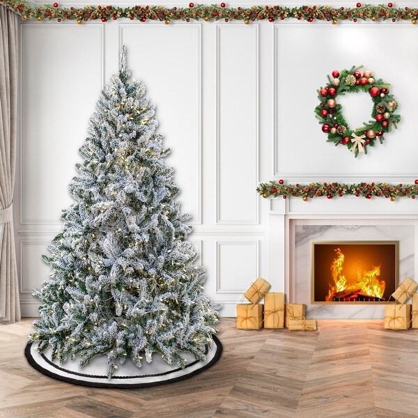 National Tree Company 9 ft. Prelit Artificial Snowy Hudson Hinged Tree with PowerConnect ，1200 Warm White LED Lights