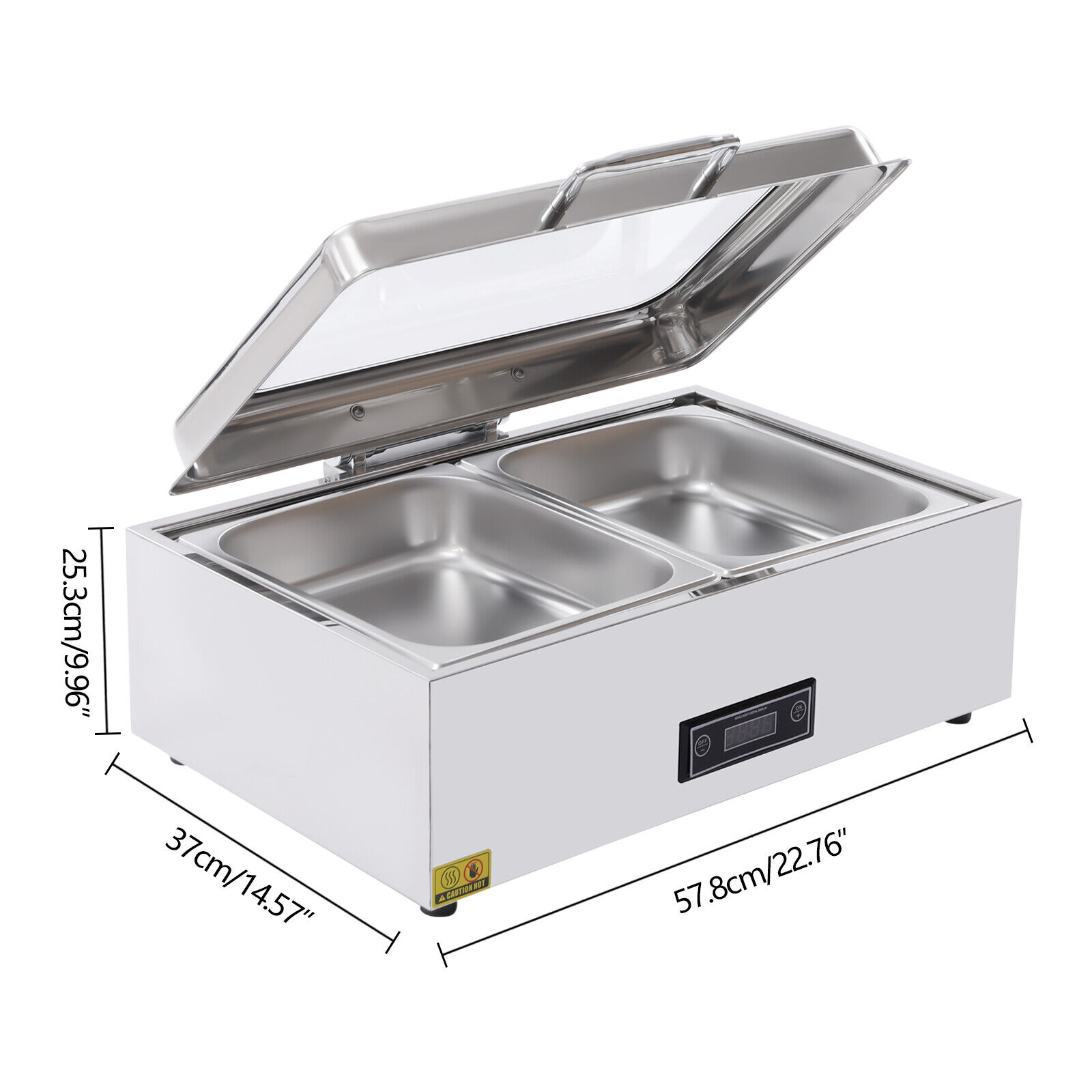 DENEST 9L Electric Chafing Dish Buffet Server Set Chafer 2 Trays for Catering Stainless