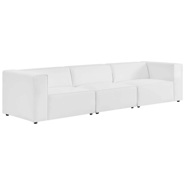 3pc Homesessentials Vegan Leather Sectional Sofa Set White