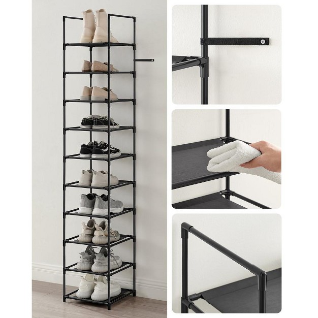 Songmics Shoe Rack 10 Tier Shoe Shelf Shoe Storage Organizer 13 X 13 X 68 1 Inches Black