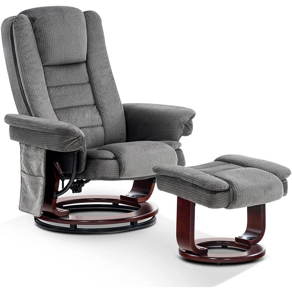 Mcombo Recliner Chair with Ottoman  Fabric Massage Swivel Chair 9099