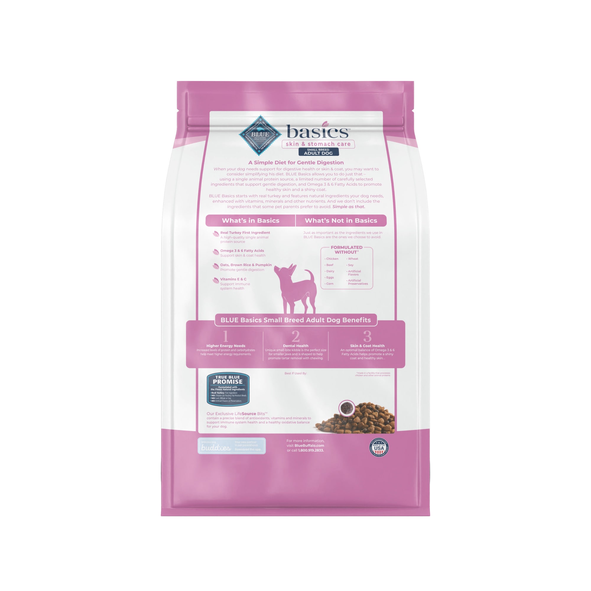 BLUE BUFFALO Blue Basics Skin amp; Stomach Care Natural Adult Turkey amp; Potato Small Breed Dry Dog Food， 11 lbs.