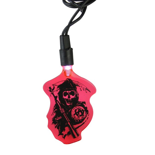 Kurt S Adler 10 Red Sons Of Anarchy Grim Reaper Led Mini Christmas Lights 8 75 Ft Black Wire