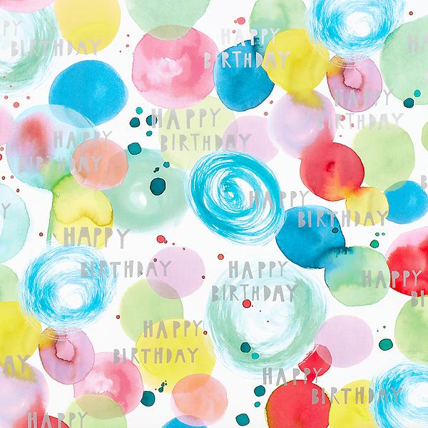 Happy Birthday Watercolor Wrapping Paper