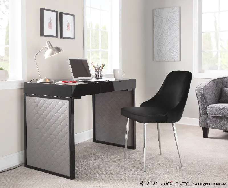 Drift Black Upholstered Desk