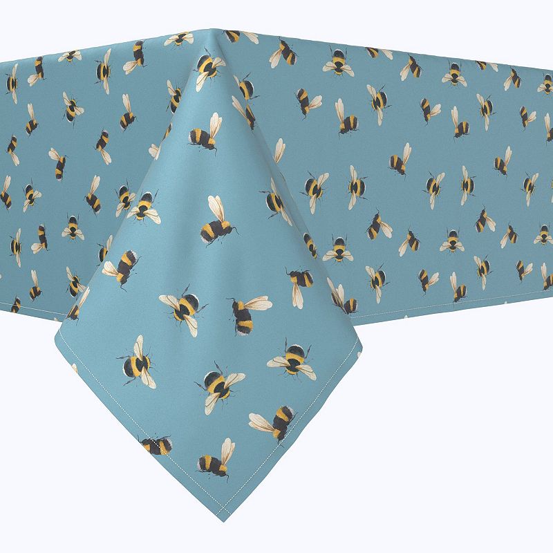 Rectangular Tablecloth， 100% Polyester， 60x104， Bumble Bee Toss Blue