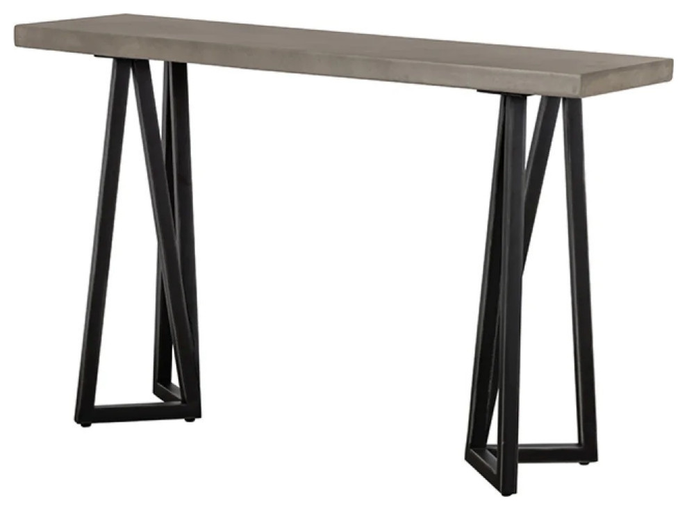 Virginia Modern Concrete and Black Metal Console Table   Industrial   Console Tables   by Rustic Home Furniture Deco  Houzz