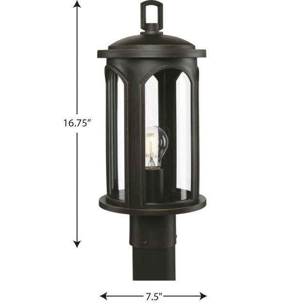 Progress Lighting Gables 1 light Outdoor Post Lantern Antique Bronze Clear Glass Shade