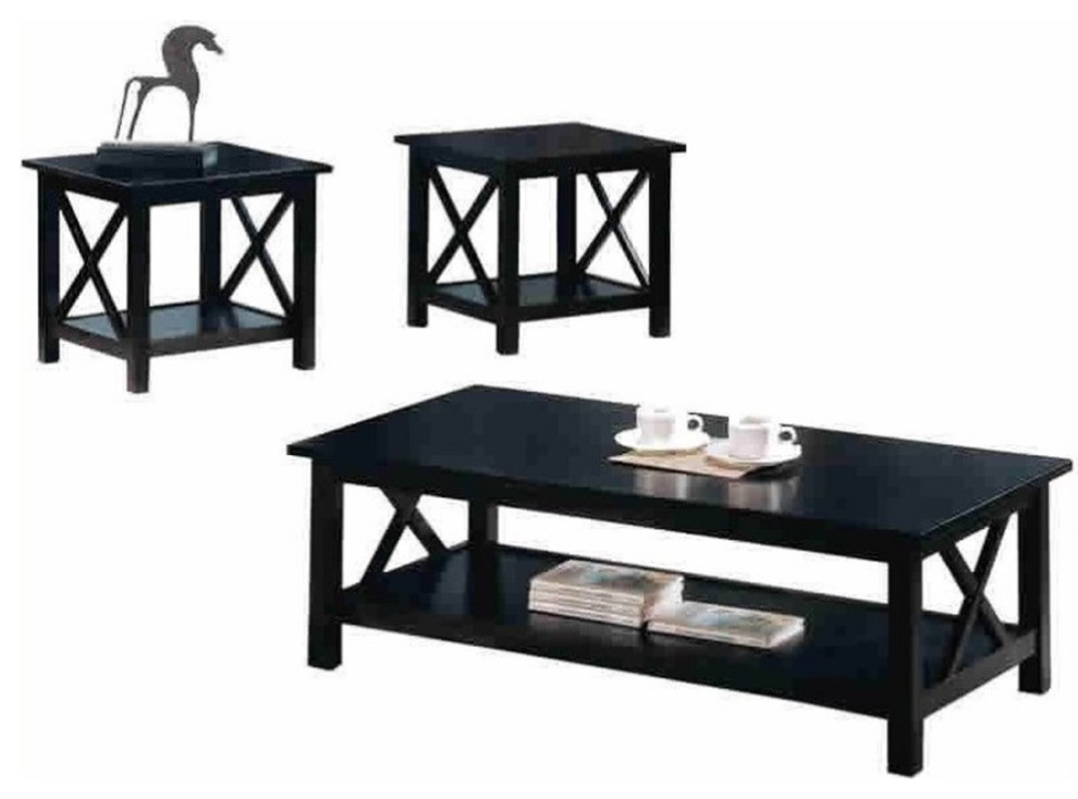 Catania Modern / Contemporary 3 Piece Wood Coffee Table Set in Dark Brown   Transitional   Coffee Table Sets   by Homesquare  Houzz