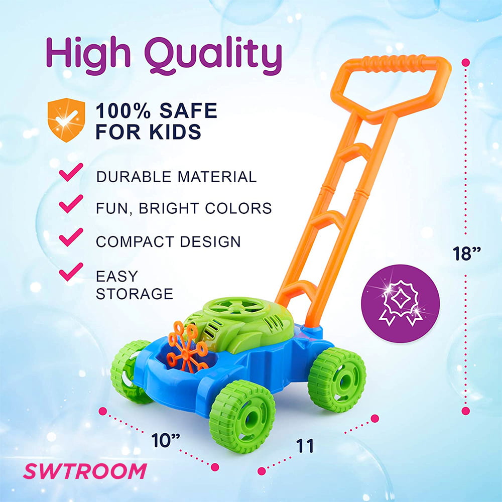 Bubble Mower for Toddlers， Kids Bubble Blower Machine Lawn Games， Outdoor Push Toys， Birthday Toys Gifts for Preschool Baby Boys Girls