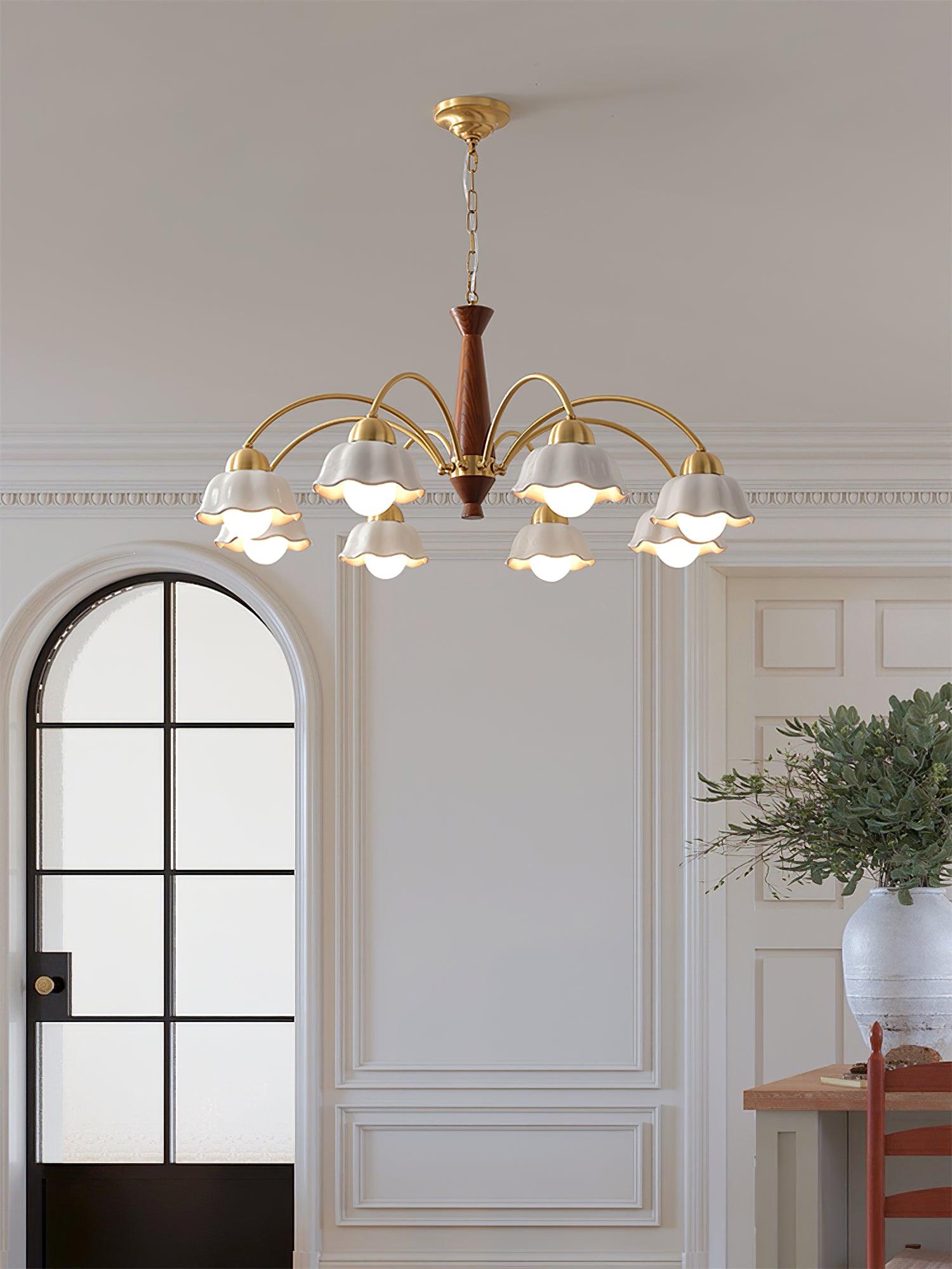 Swedish Modern Brass Chandelier