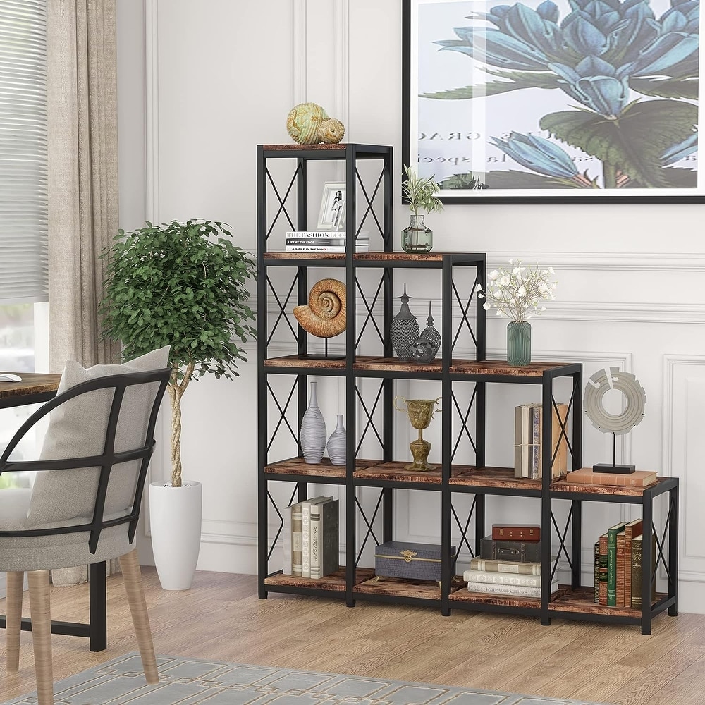 PAKASEPT 14 Shelves Bookshelf  Ladder Corner Bookshelf