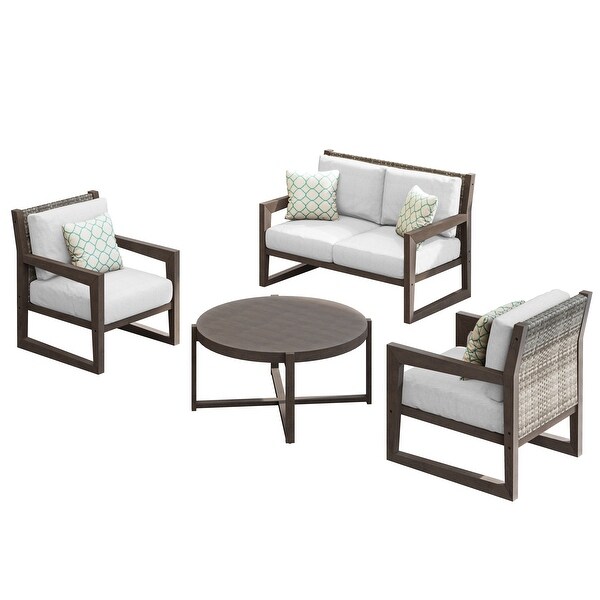 Corvus Augusta 4piece Patio Conversation Set with Sunbrella Pillows