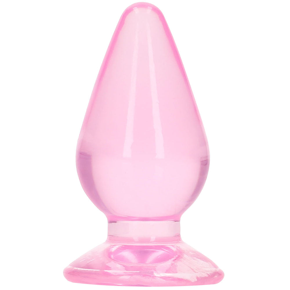 RealRock Crystal Clear Jelly 3.5 Inch Butt Plug in Pink