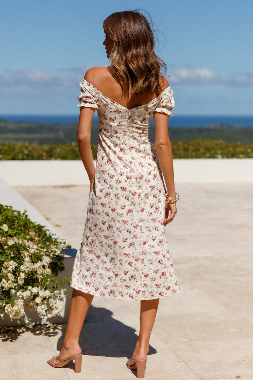 Love At Sunset Midi Dress Cream