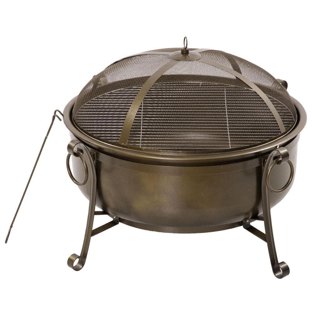 Outsunny 37 in 2in1 Outdoor Fire Pit with BBQ Grill Patio Heater Wood Charcoal Burner Firepit Bowl with Spark Screen Cover