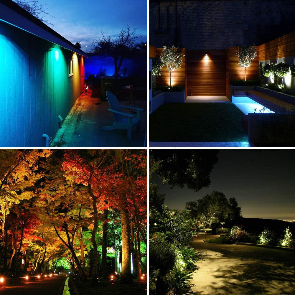 VOCOCIDOL Color Changing LED Landscape Lights 12W Landscape Lighting IP66 Waterproof LED Garden Pathway Lights Walls Trees Outdoor Spotlights with Spike Stand， Outdoor Landscaping Lights， 4 Pack