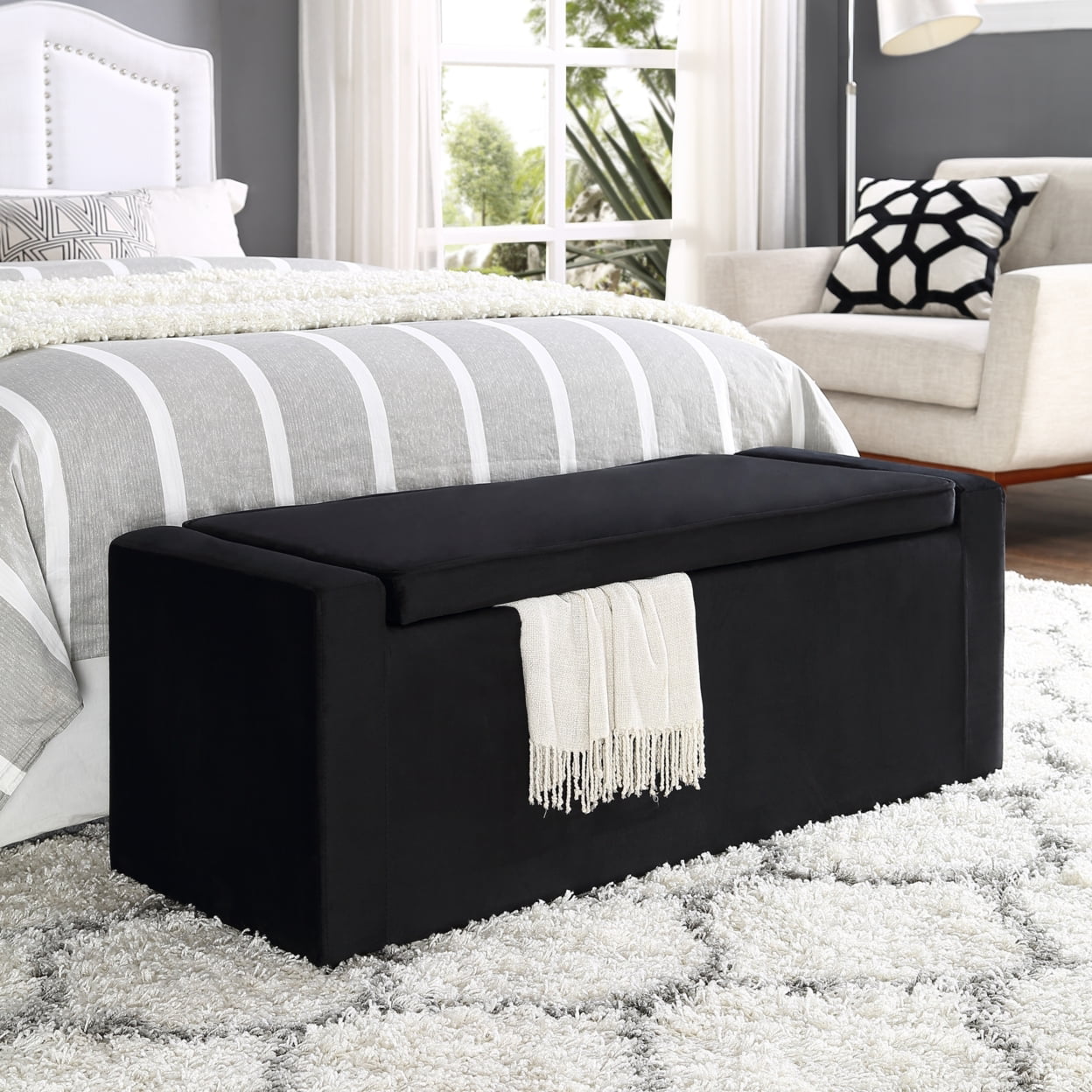 Carson Velvet Storage Bench-Shoe Storage-Upholstered-Living Room, Entryway, Bedroom-Inspired Home