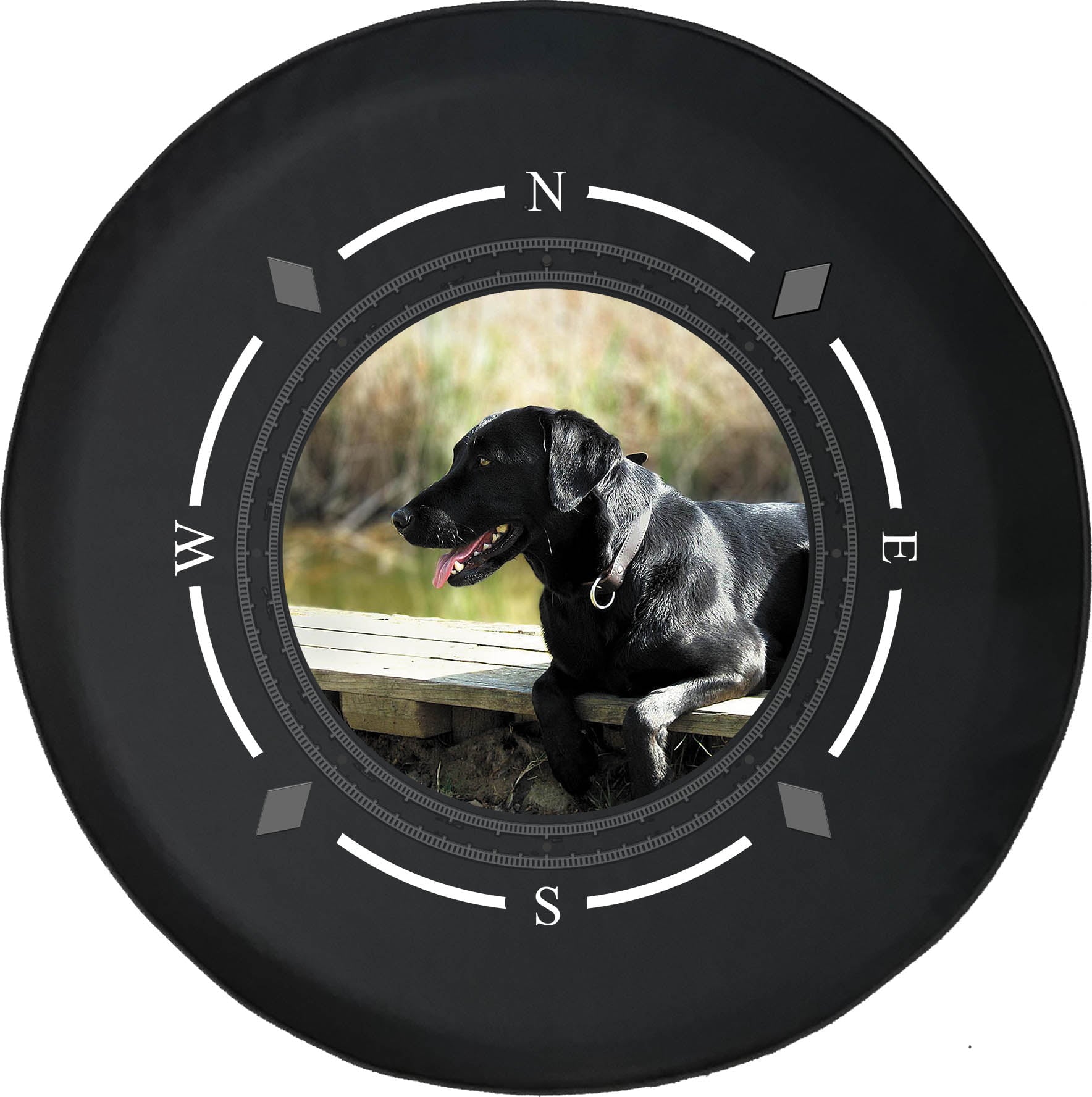 Spare Tire Cover Compass Black Lab Retriever Dog Wheel Covers Fit for SUV accessories Trailer RV Accessories and Many Vehicles