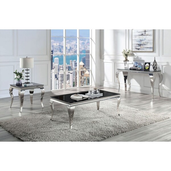 Furniture of America Kiermeyer Glam 55-in Glass Top Sofa Table