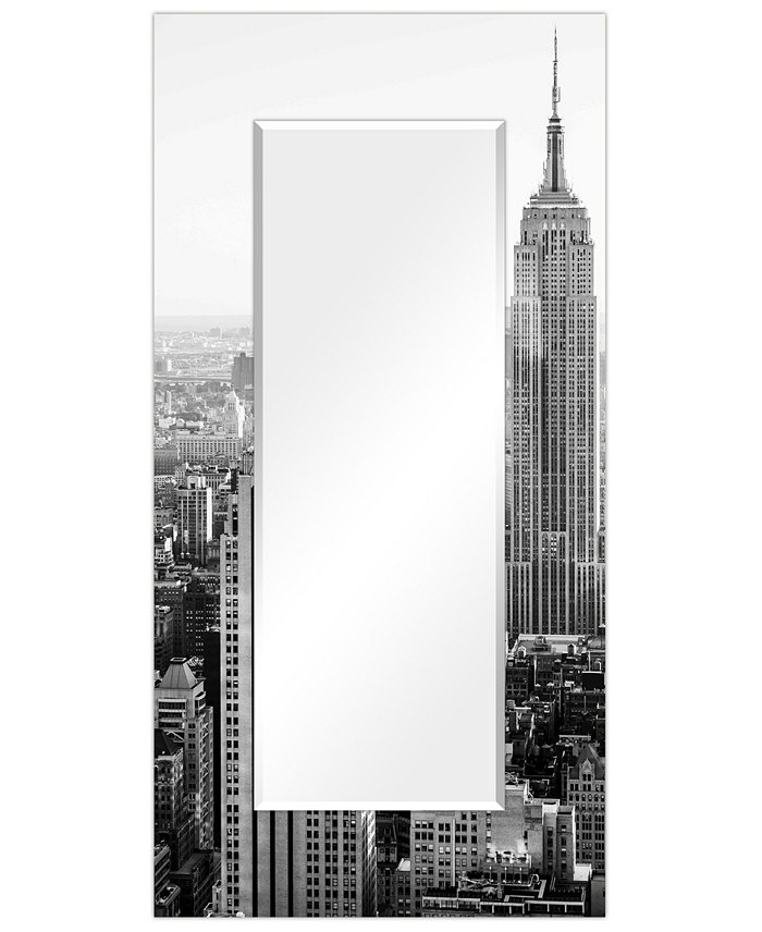 Empire Art Direct My N.Y. Rectangular On Free Floating Printed Tempered Art Glass Beveled Mirror  72 x 36