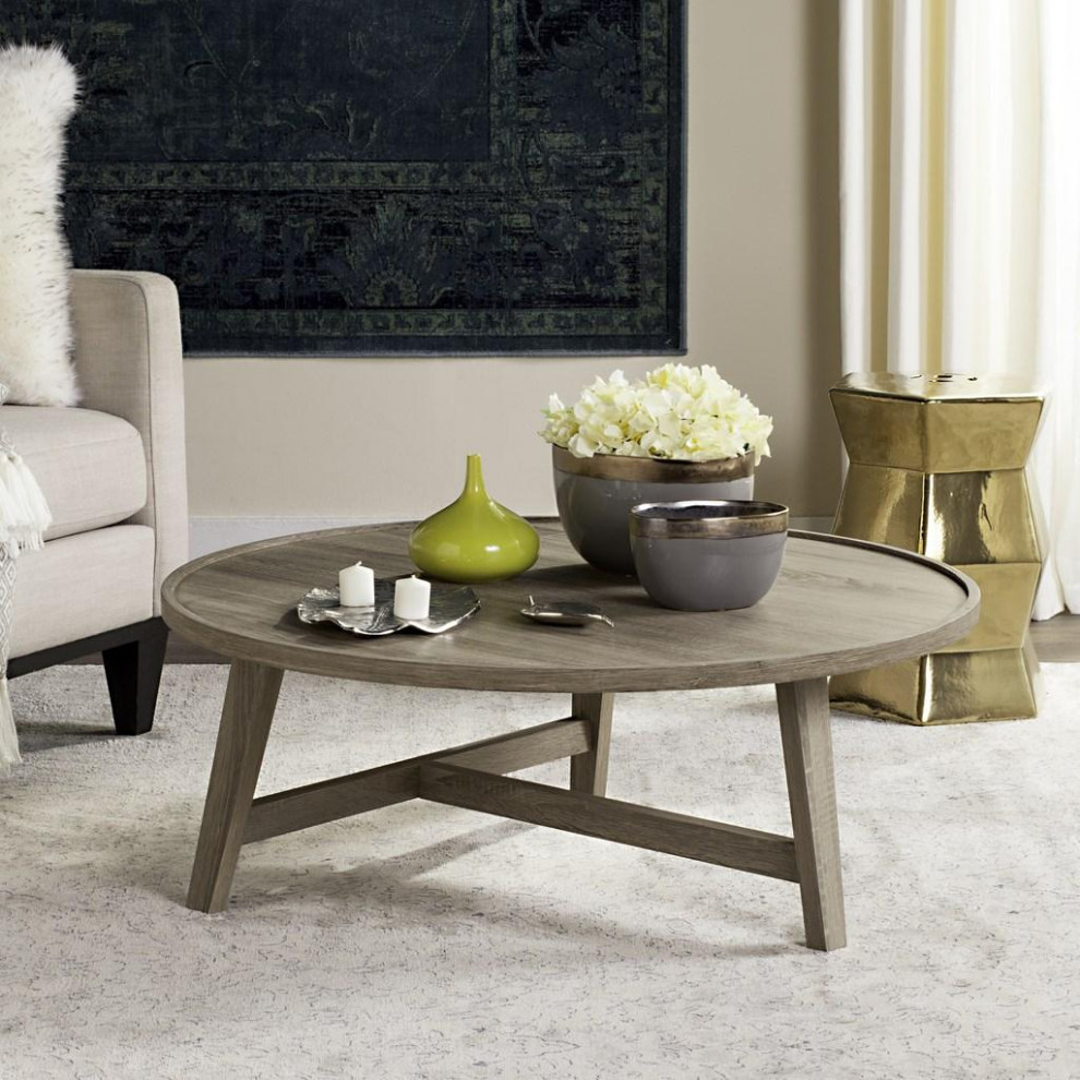 James Retro Mid Century Wood Coffee Table  Light Gray   Transitional   Coffee Tables   by Rustic Home Furniture Deco  Houzz