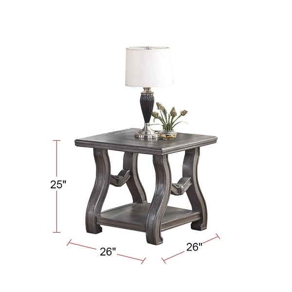 Enjoy Traditional Elegance And Maximum Durability End Table With Open Shelf And Sliver Curved Lines，Size: 26