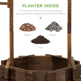 Best Choice Products Wooden Wishing Well Planter SKY2399