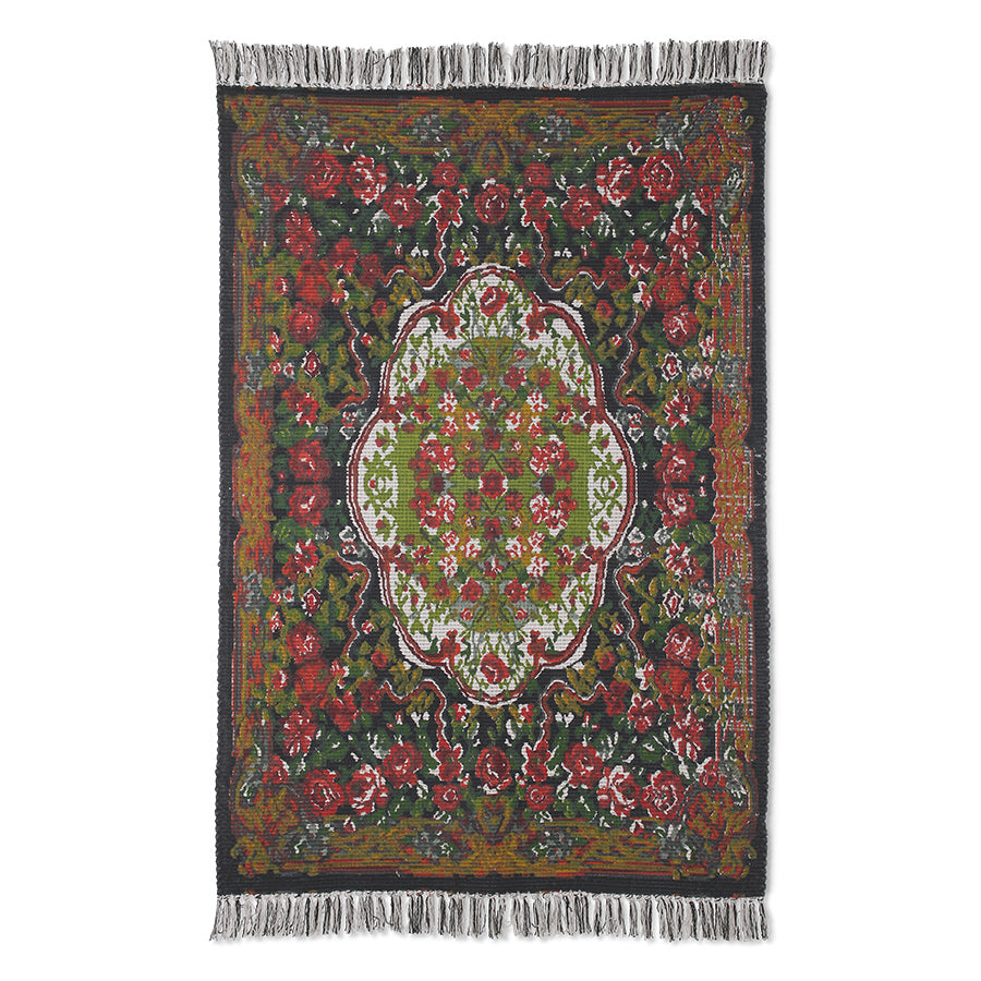 Printed rose kelim rug