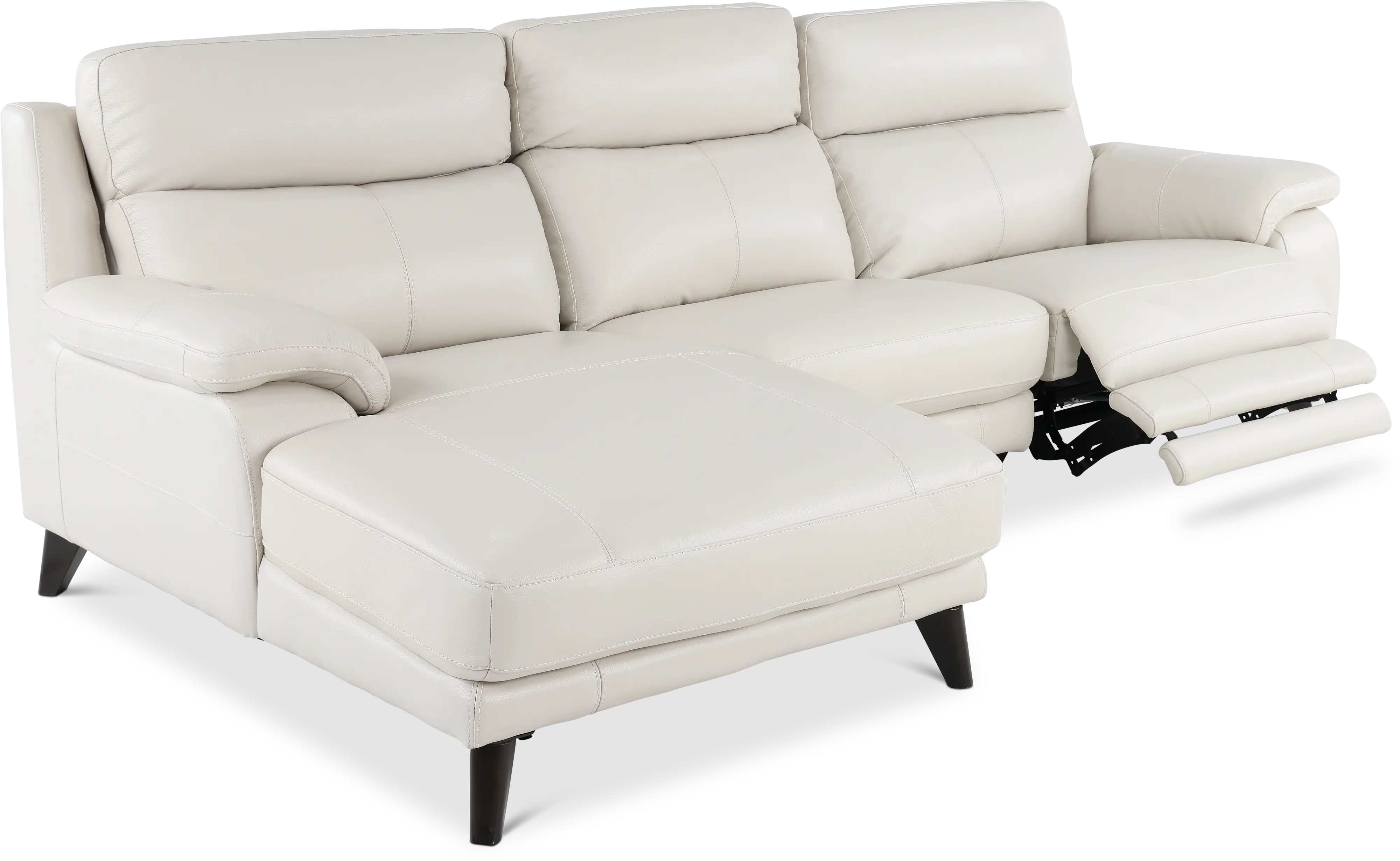 Venice White Leather-Match Power Reclining Sofa with Left-arm Facing Chaise